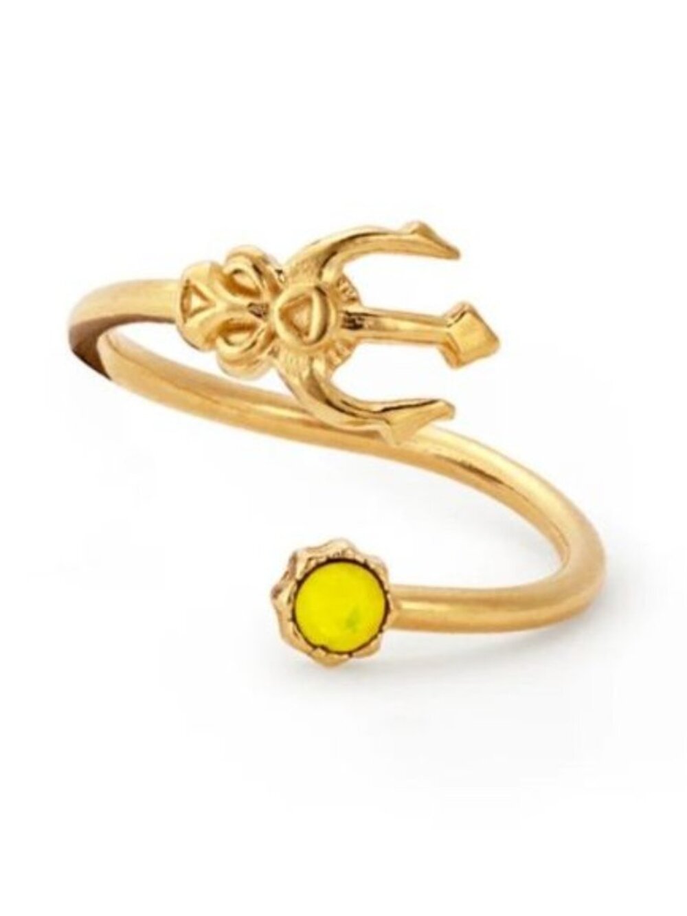 ALEX AND ANI Trident Yellow Stone Wrap Ring 14KT Gold Plated NEW